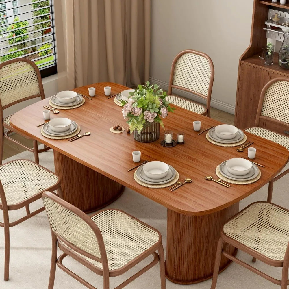 63-Inch Rectangular Dining Table for 6 - Farmhouse Kitchen Table with ...