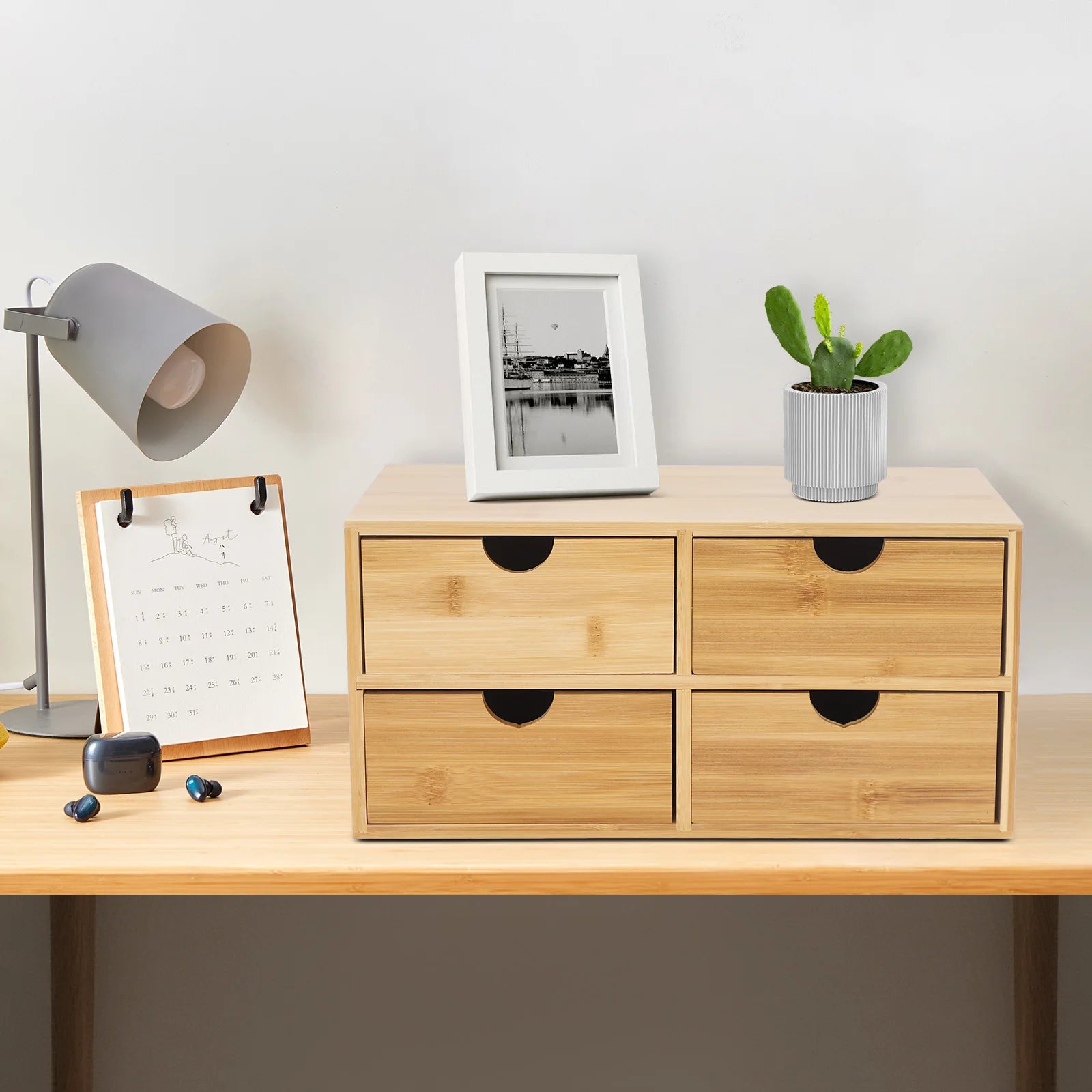 Drawer Desktop Organizer Minimalistic Bamboo Drawers Storage ...