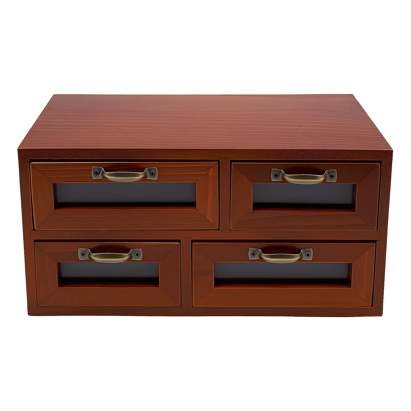 Retro Wooden Desk Organizer with Drawers | Desktop Storage Cabinet ...