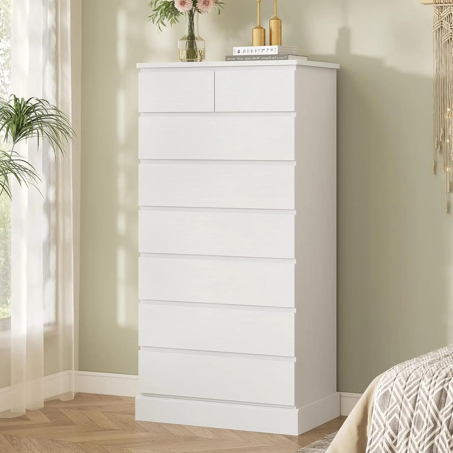 White Tall Dresser for Bedroom High Drawer Modern Chest – Everythings.Life