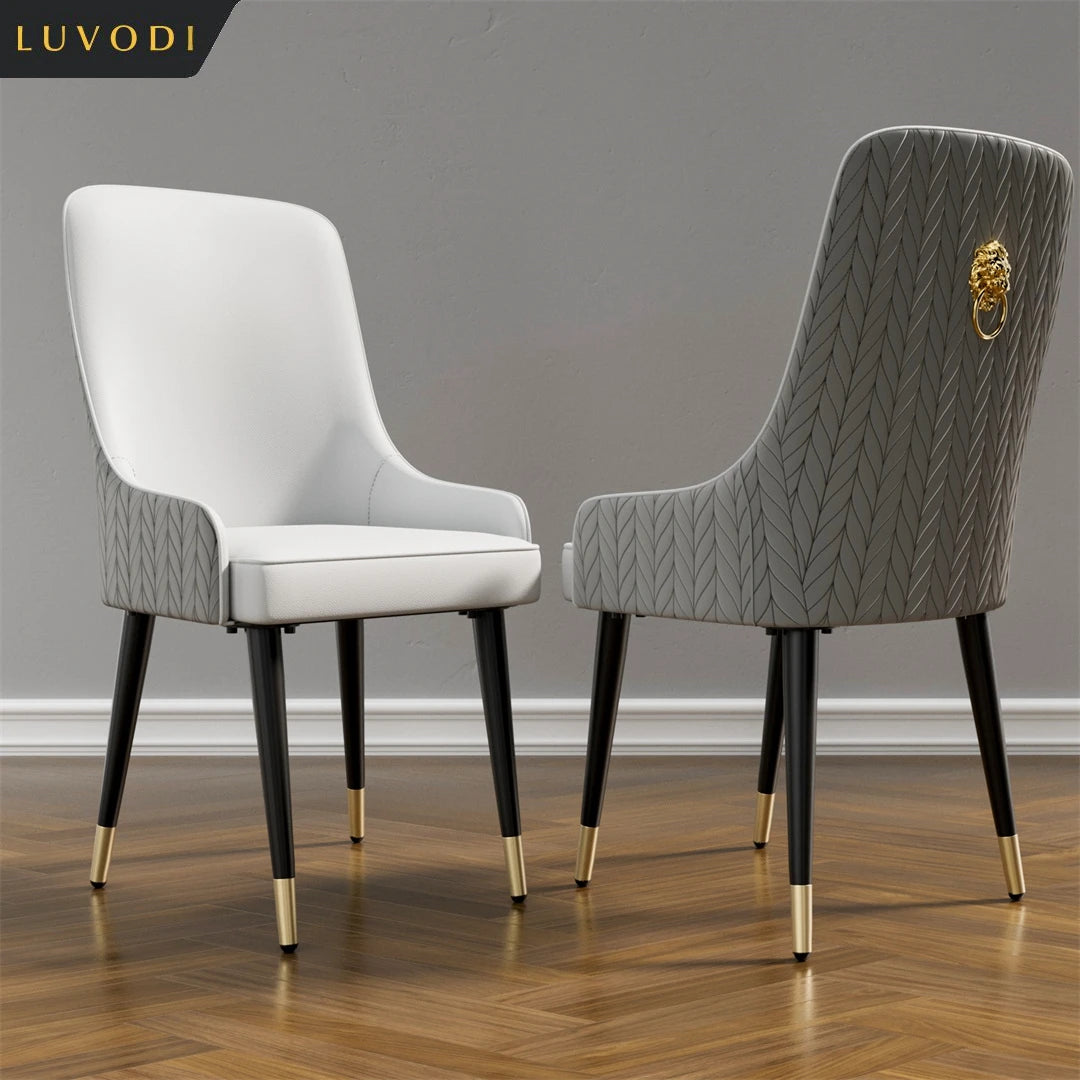 Luxury Dining Chairs Set of 2 | Microfiber Leather with Lion Knocker ...