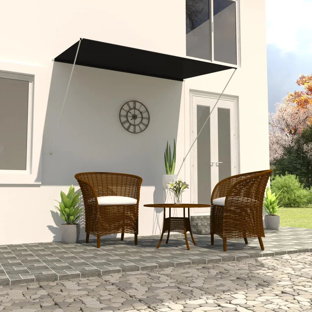 Wide Black Retractable Awning Use Window Terrace – Everythings.Life