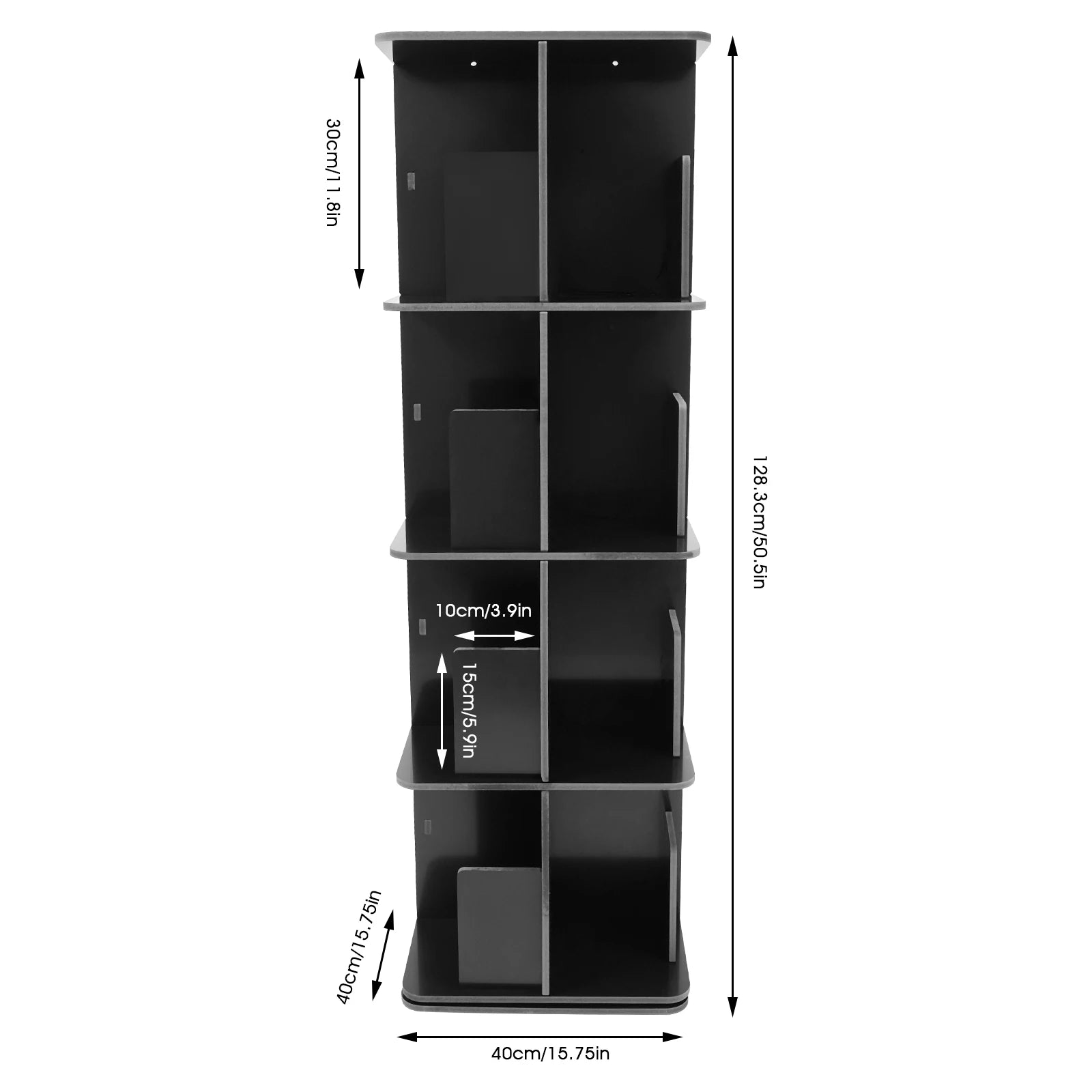 4-Tier Rotating Bookshelf | 360° Spinning Tower Bookcase | Floor ...
