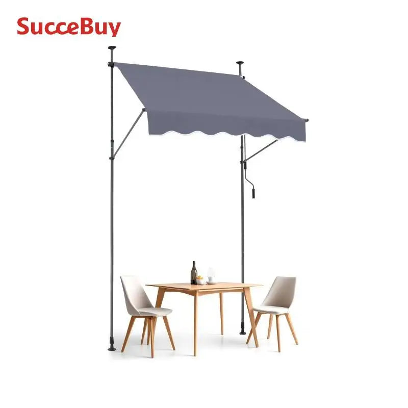Succebuy Patio Retractable Awning Sunshade Shelter with Manual Crank ...