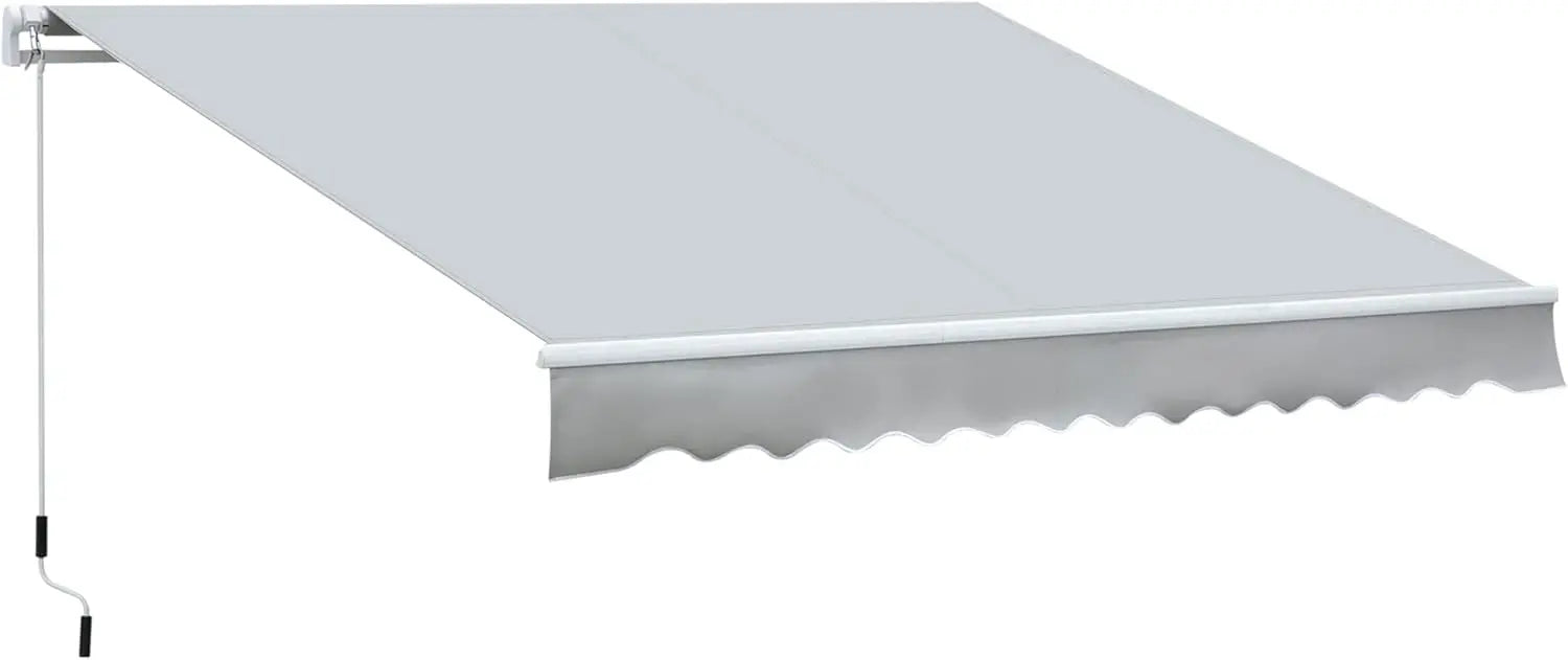 12x8 Retractable Patio Awning - Manual, 280g/m² UV & Water Resistant ...