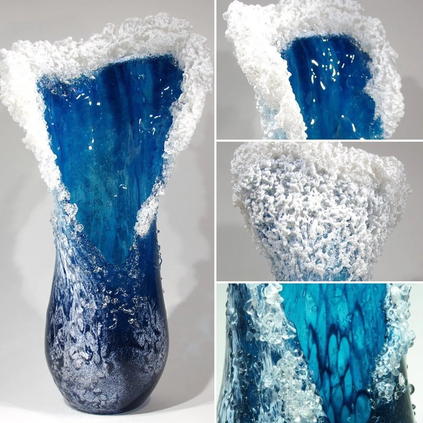 Blue Sea Wave Vase - Wavy Resin Decorative Vase for Office and Living ...