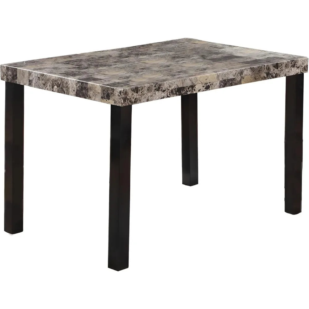 Britney Transitional Faux Marble Top Dining Table Rectangular For ...