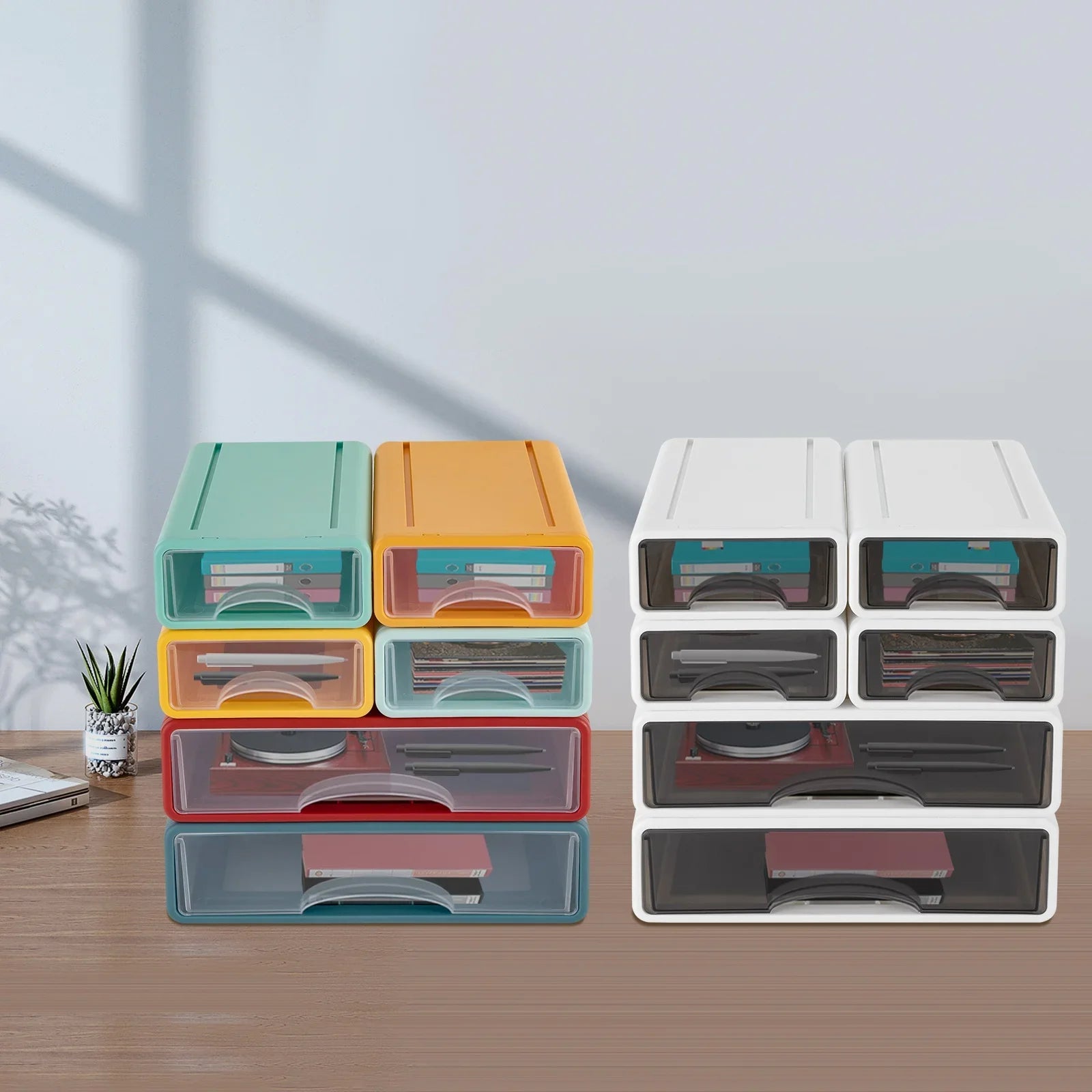 Colorful Stackable Drawer For 6-Piece Stackable Drawer Organizer Set Clear Colorful Desktop Home ...