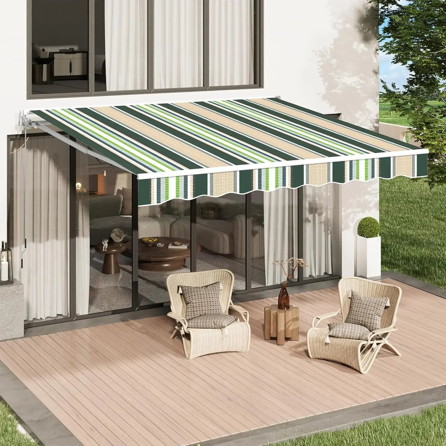 Retractable Awning 10x8 Feet - Manual Patio Sun Shade Water-Resistant ...