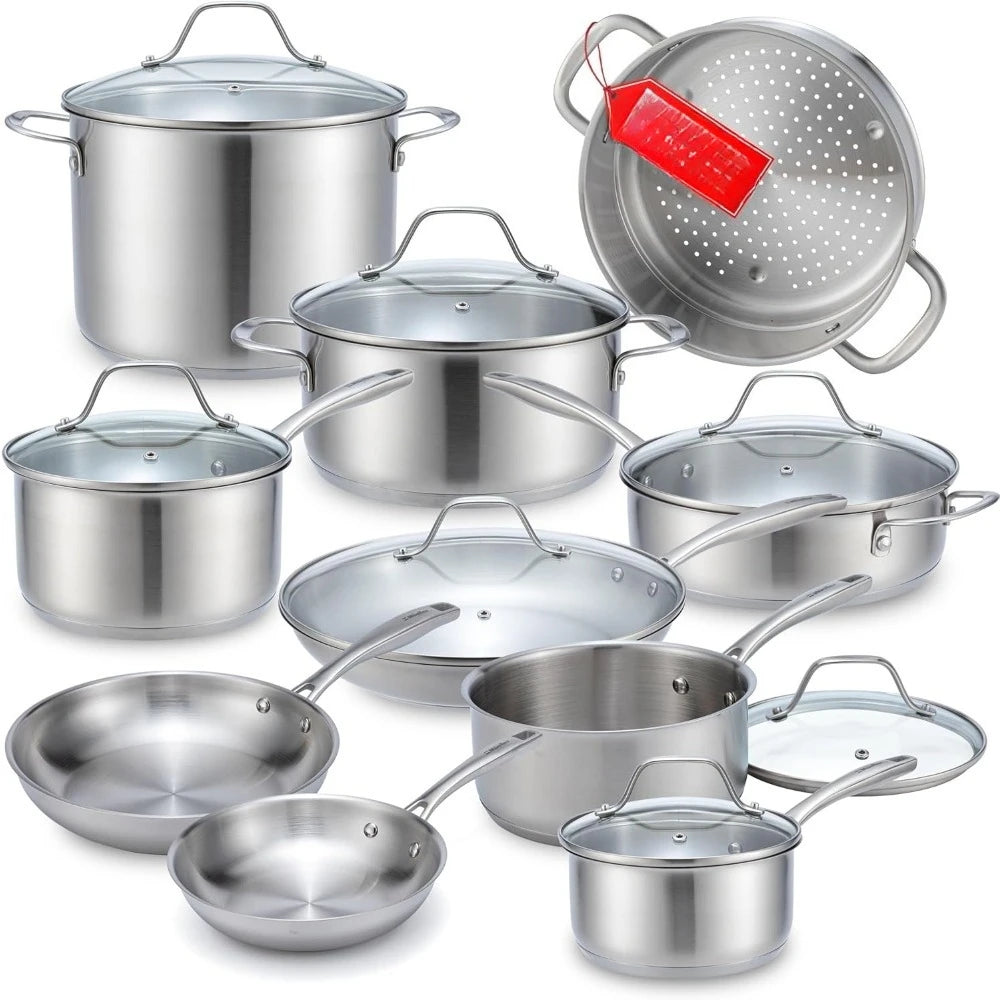 Piece Induction Stainless Steel Cookware Set Ultra Clad – Everythings.Life