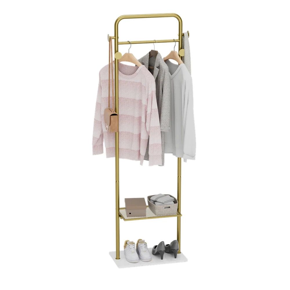 Freestanding Metal Clothes Rack Marble Base | Corner Garment Stand with ...