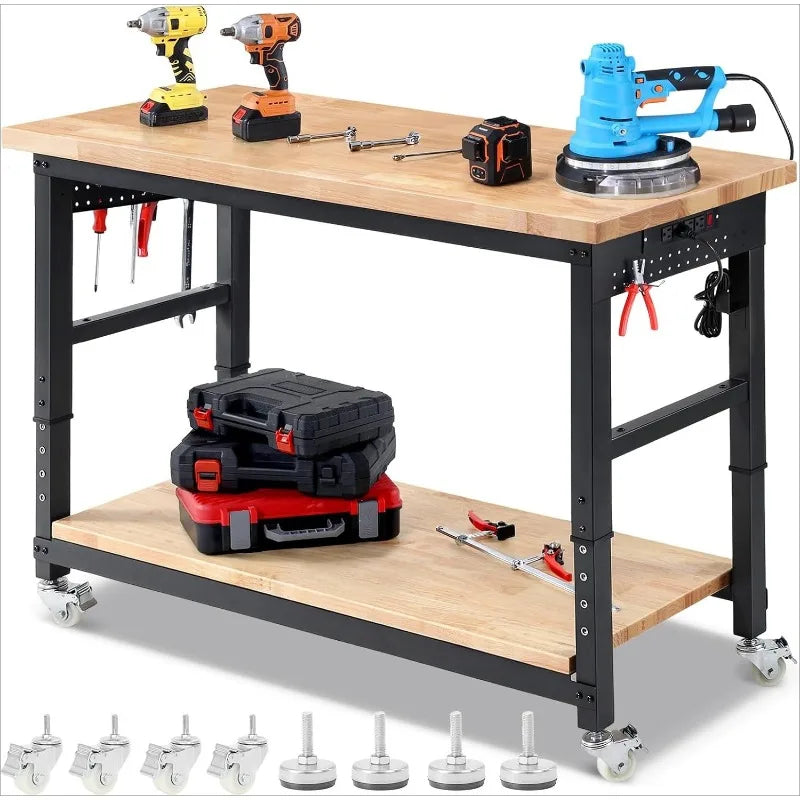 ZZWWork 60-Inch Bench for Garage Adjustable Workbenches with Storage ...