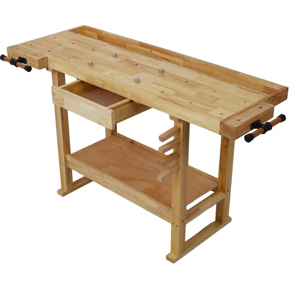 55-inch Solid Rubberwood Workbench with Drawer & Shelf | 330 lb Garage ...