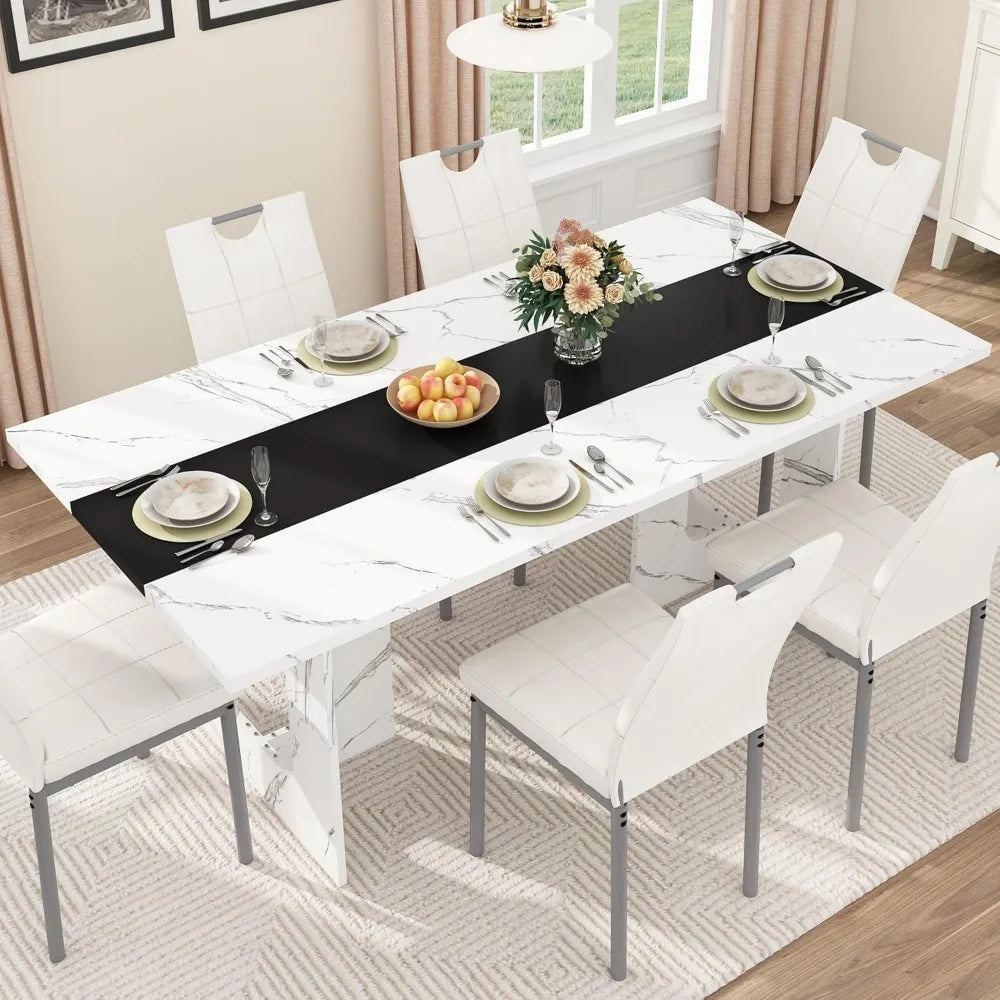 71-Inch Inch Rectangular Dining Table for People Farmhouse Wood ...
