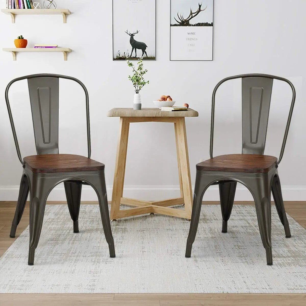 Wisconsin Bench Stackable Chair Industrial Stackable Metal Chairs | Set of 4 Vintage Counter Chairs wi ...