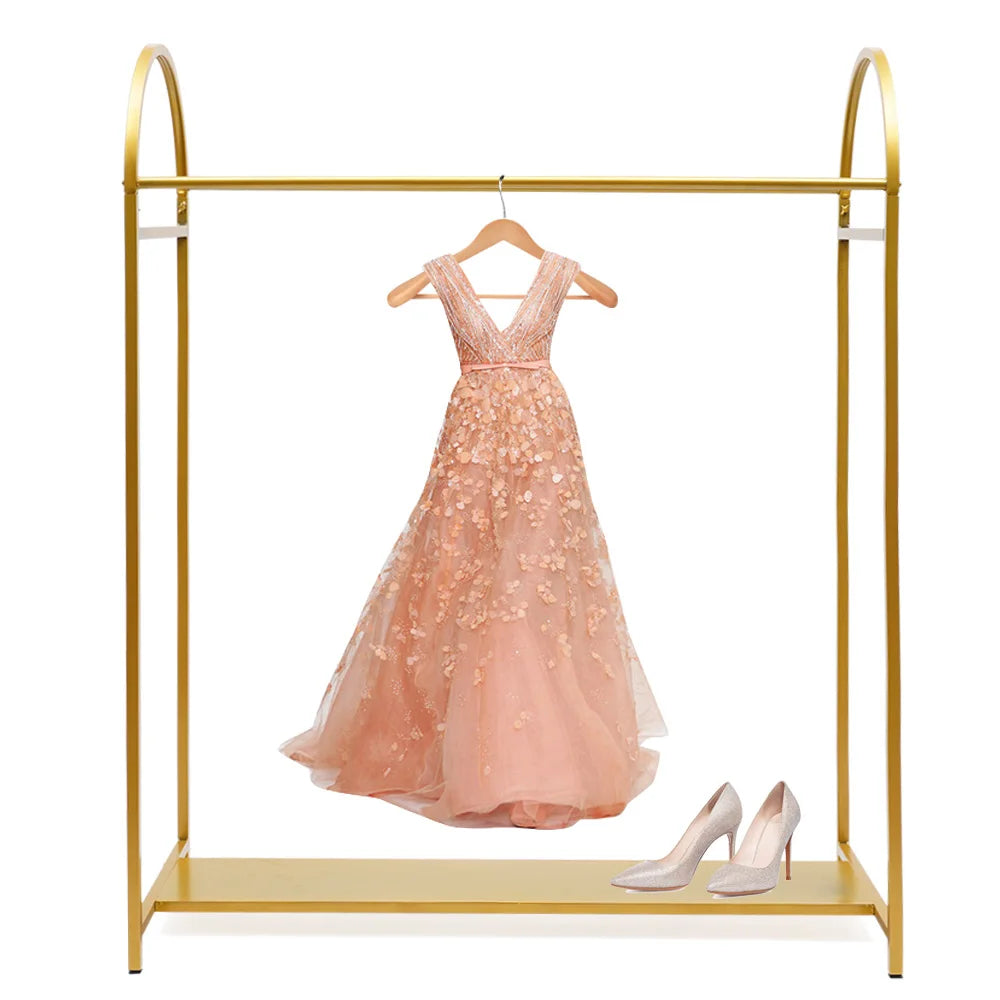 Gold Iron Clothing Rack with Shelves | 59-inch Portable Garment Rack ...