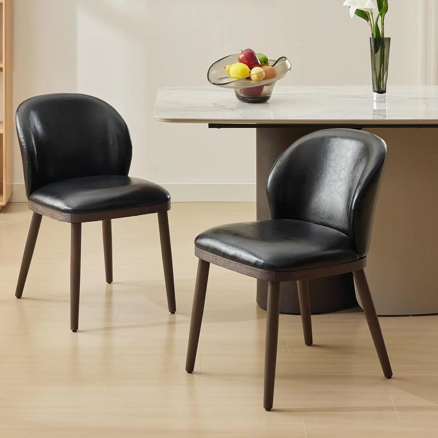 Upholstered Modern Dining Chairs Set of 2 | Ergonomic Wood Legs Storage ...